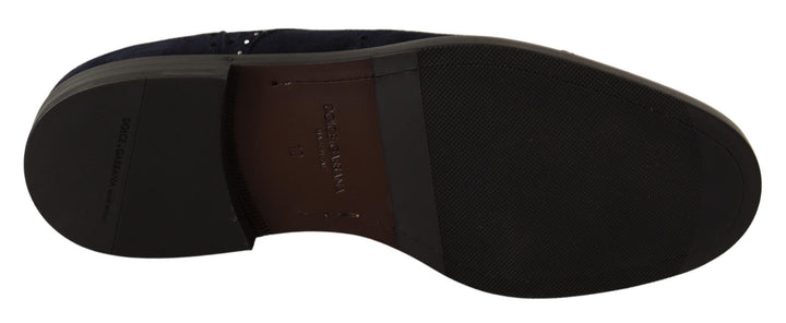 Dolce &amp; Gabbana Sample Sale Dolce &amp; Gabbana Blue Suede Leather Derby Studded Shoes - | Designer outlet