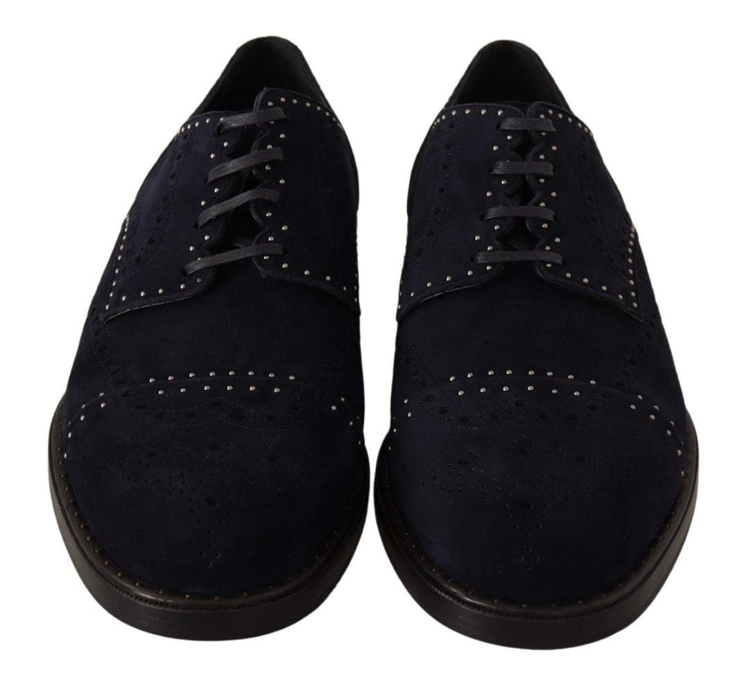 Dolce &amp; Gabbana Sample Sale Dolce &amp; Gabbana Blue Suede Leather Derby Studded Shoes - | Designer outlet