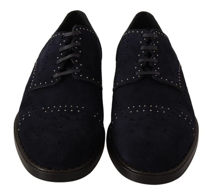 Dolce &amp; Gabbana Sample Sale Dolce &amp; Gabbana Blue Suede Leather Derby Studded Shoes - | Designer outlet