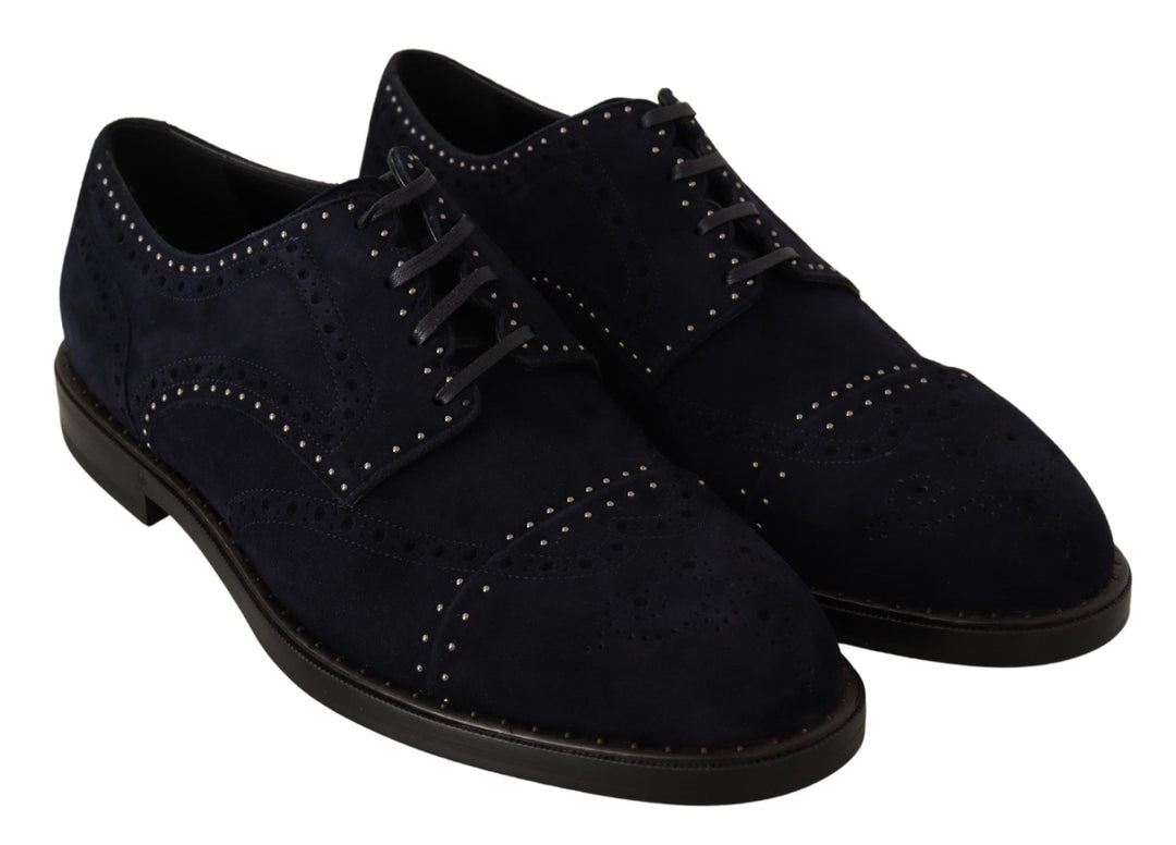Dolce &amp; Gabbana Sample Sale Dolce &amp; Gabbana Blue Suede Leather Derby Studded Shoes - | Designer outlet