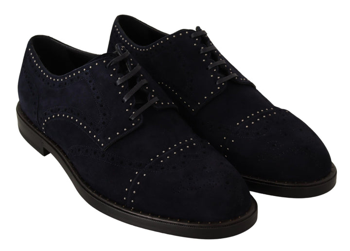 Dolce &amp; Gabbana Sample Sale Dolce &amp; Gabbana Blue Suede Leather Derby Studded Shoes - | Designer outlet