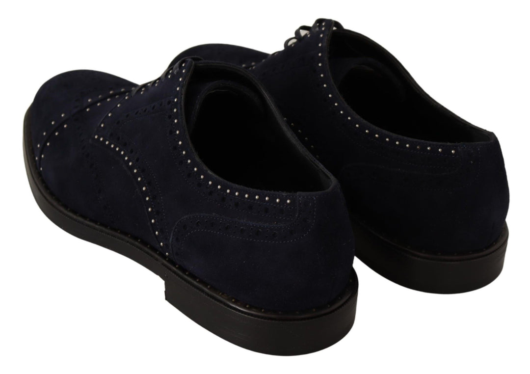 Dolce &amp; Gabbana Sample Sale Dolce &amp; Gabbana Blue Suede Leather Derby Studded Shoes - | Designer outlet