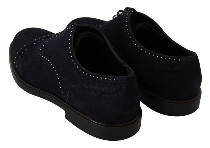 Dolce &amp; Gabbana Sample Sale Dolce &amp; Gabbana Blue Suede Leather Derby Studded Shoes - | Designer outlet