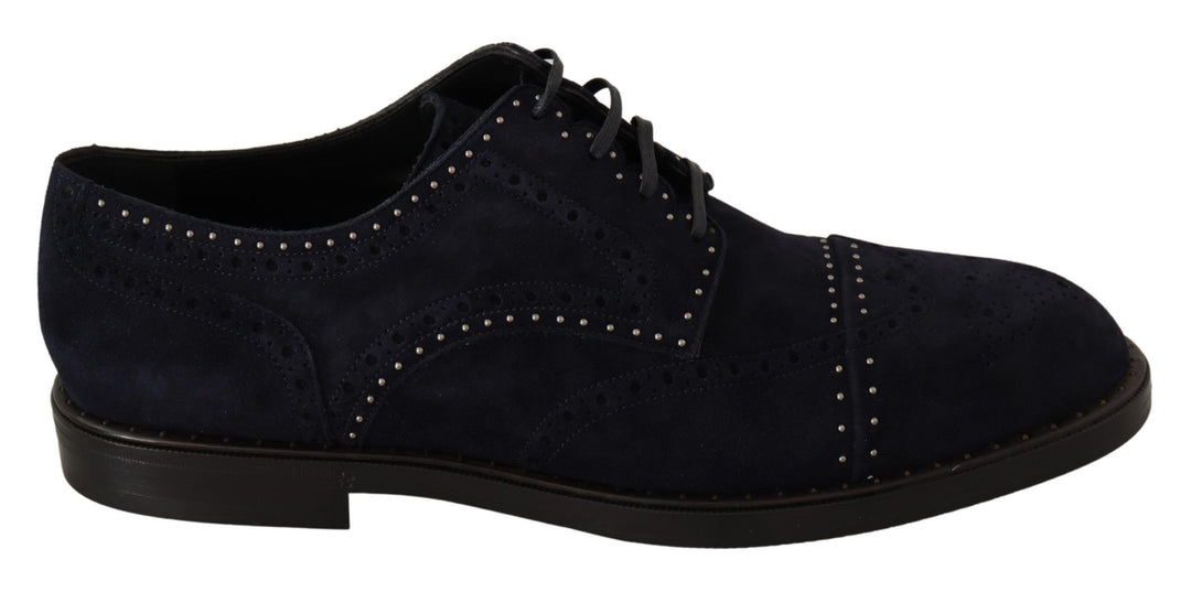 Dolce &amp; Gabbana Sample Sale Dolce &amp; Gabbana Blue Suede Leather Derby Studded Shoes - | Designer outlet