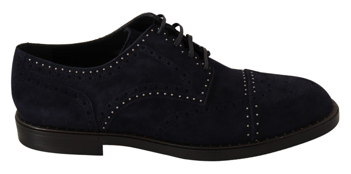 Dolce &amp; Gabbana Sample Sale Dolce &amp; Gabbana Blue Suede Leather Derby Studded Shoes - | Designer outlet