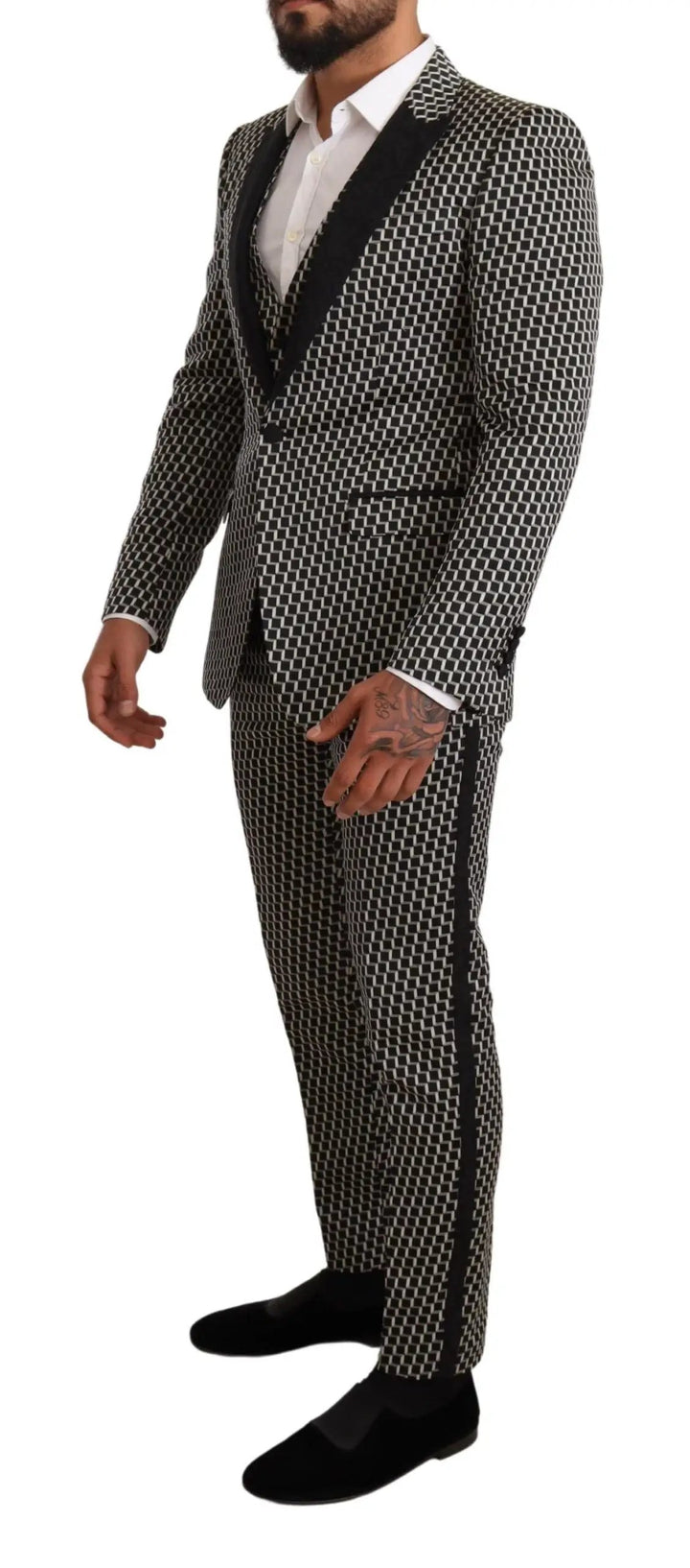 Dolce &amp; Gabbana Sample Sale | Dolce &amp; Gabbana Dark Gray Check 3 Piece Set MARTINI Suit - | Designer outlet
