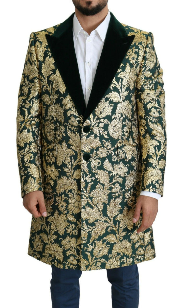 Dolce & Gabbana - Dolce & Gabbana Elegant Gold Green Jacquard Sicilia Jacket - JKT2724 - 52 - Ask Me Wear