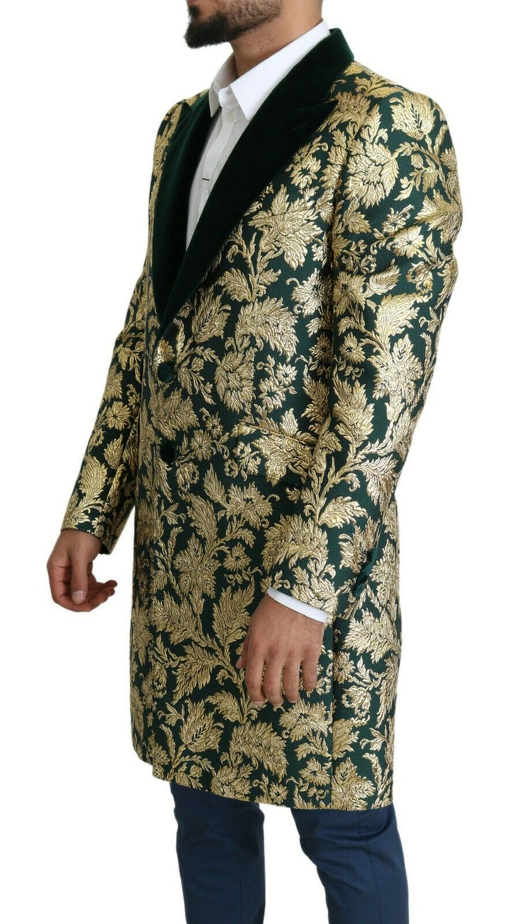 Dolce & Gabbana - Dolce & Gabbana Elegant Gold Green Jacquard Sicilia Jacket - JKT2724 - 52 - Ask Me Wear