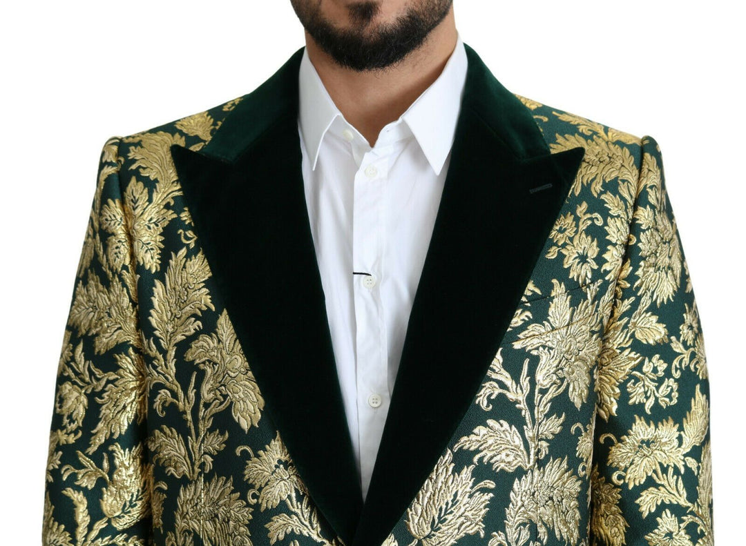 Dolce & Gabbana - Dolce & Gabbana Elegant Gold Green Jacquard Sicilia Jacket - JKT2724 - 52 - Ask Me Wear