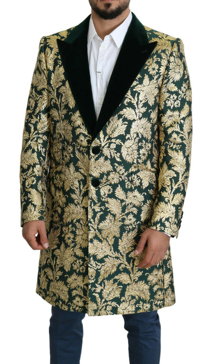 Dolce & Gabbana - Dolce & Gabbana Elegant Gold Green Jacquard Sicilia Jacket - JKT2724 - 52 - Ask Me Wear