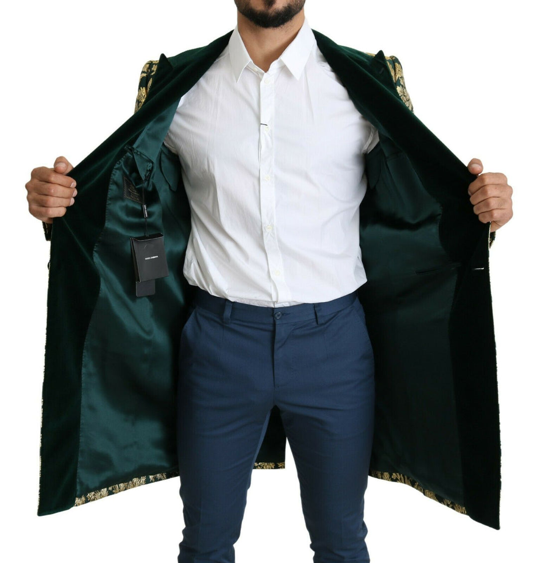 Dolce & Gabbana - Dolce & Gabbana Elegant Gold Green Jacquard Sicilia Jacket - JKT2724 - 52 - Ask Me Wear