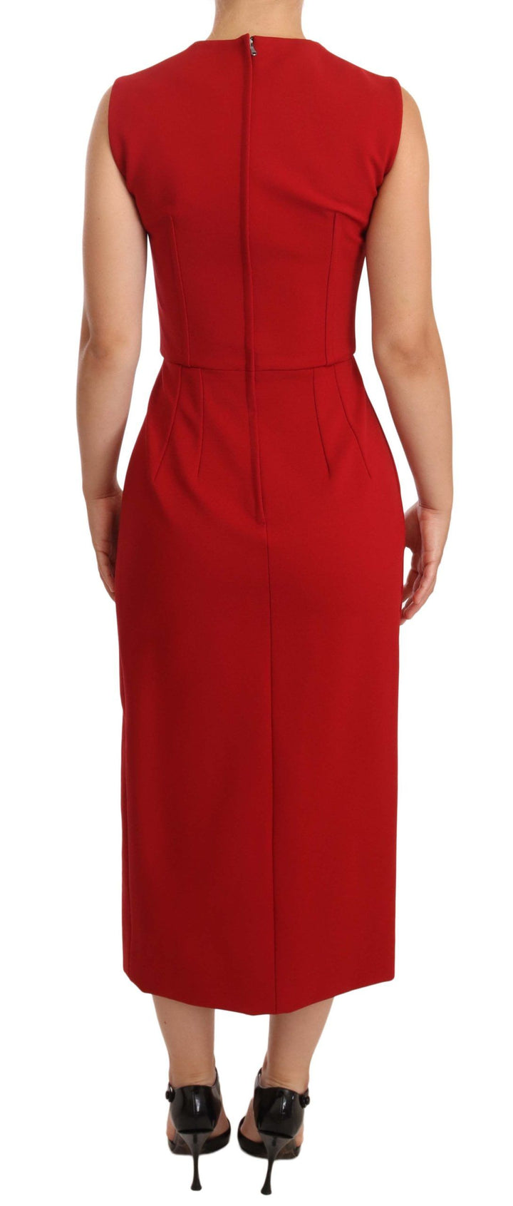 Dolce & Gabbana Elegant Sweetheart Midi Dress in Red