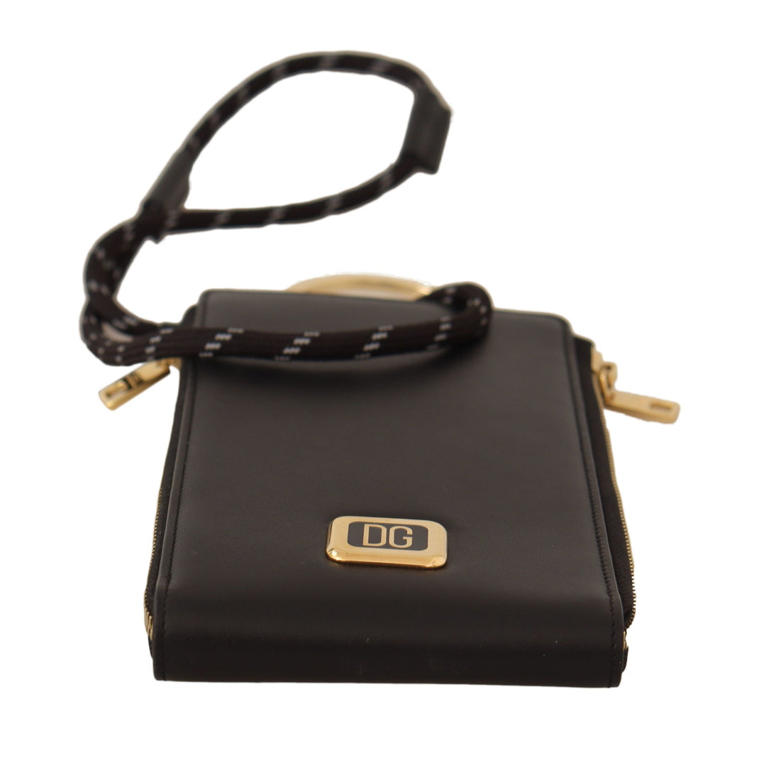 Dolce & Gabbana - Dolce & Gabbana Elegant Black Leather Strapped Wallet - VAS12893 - Ask Me Wear