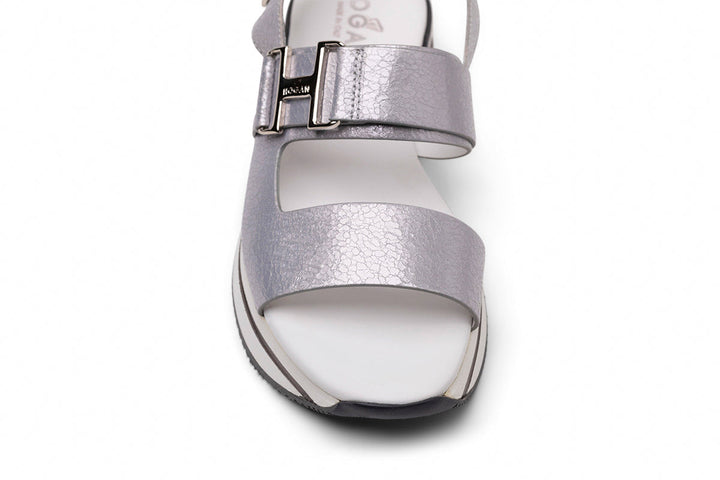 Hogan H257 Leather Sandals in Silver