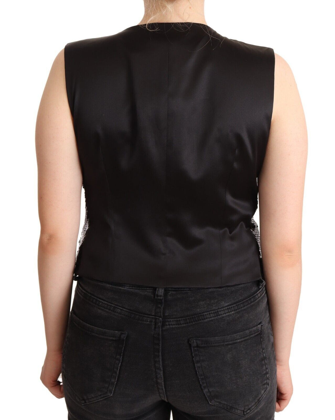 Dolce &amp; Gabbana Black Sequin V-Neck Sleeveless Vest Tank Top by Dolce &amp; Gabbana outlet now on sale