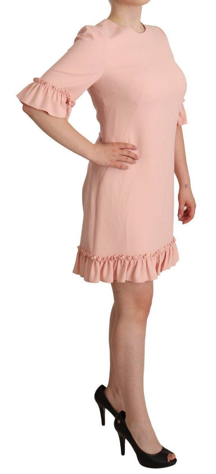 Dolce & Gabbana Ruffled Sleeve Sheath Dress in Pink