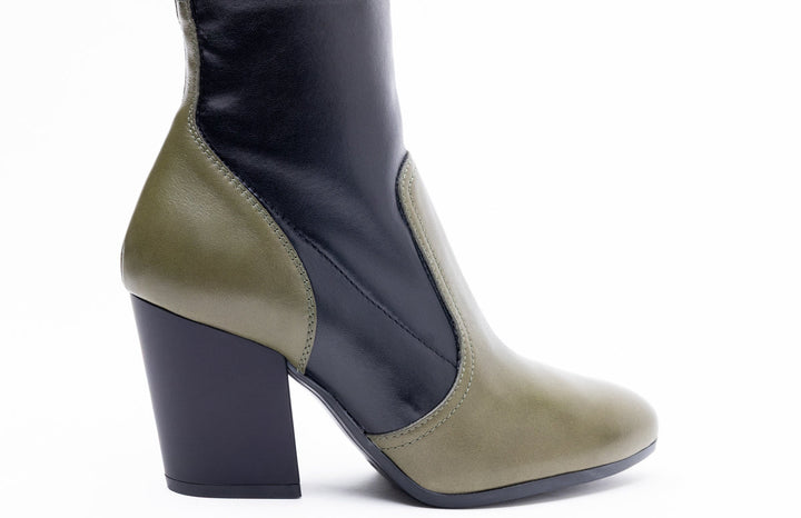 Hogan 80Mm Two-Tone Block-Heel Boots in GREEN