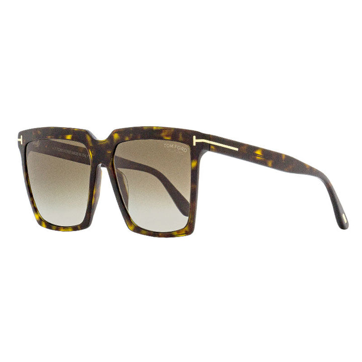 Tom Ford Sunglasses Square Full Rim, Dark Havana Frame and Brown Gradient Polarized Lens FT076452H