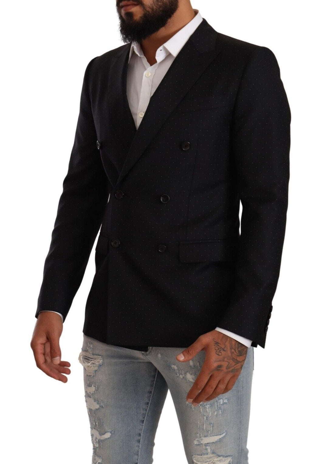 Dolce & Gabbana - Dolce & Gabbana Elegant Black Dotted Formal Blazer - JKT3074 - 46 - Ask Me Wear