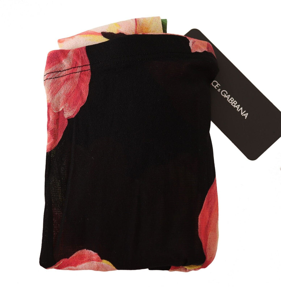 Dolce &amp; Gabbana Black Floral Print Nylon Tights Stockings by Dolce &amp; Gabbana outlet now on sale