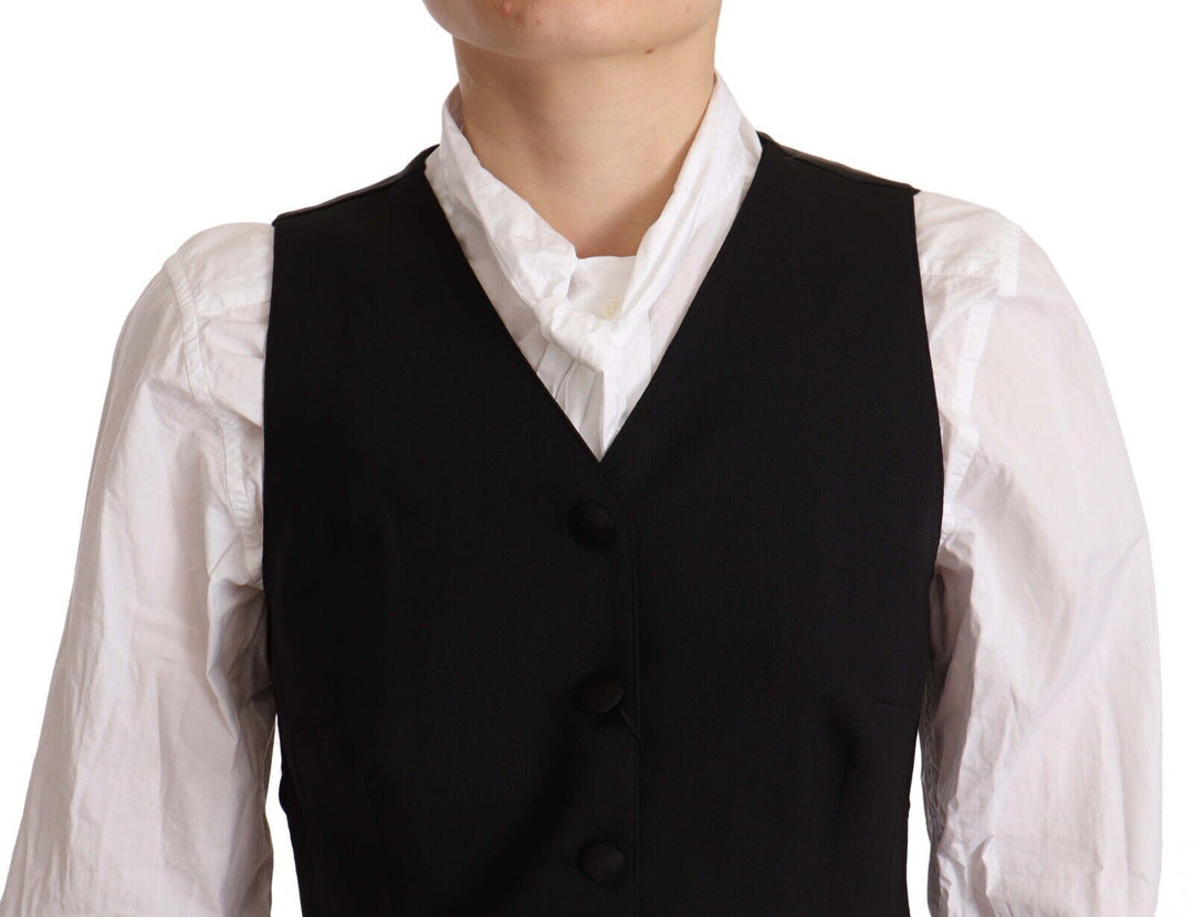 Dolce &amp; Gabbana Sample Sale Dolce &amp; Gabbana Black Button Down Sleeveless Vest Viscose Top - | Designer outlet