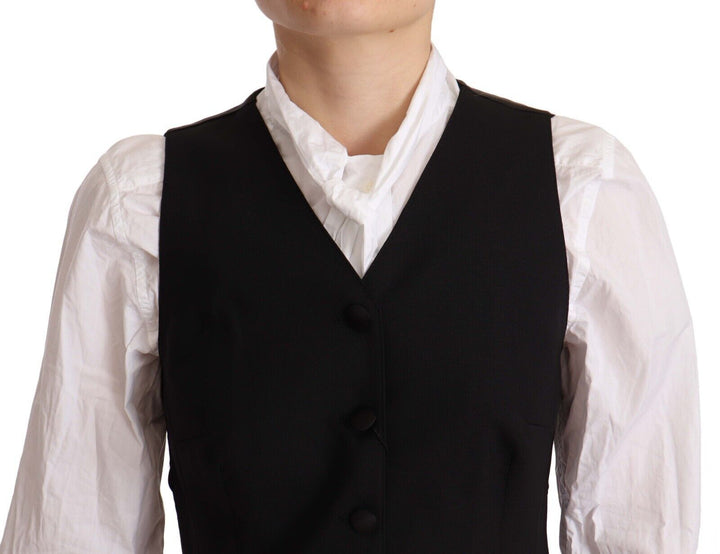 Dolce &amp; Gabbana Sample Sale Dolce &amp; Gabbana Black Button Down Sleeveless Vest Viscose Top - | Designer outlet
