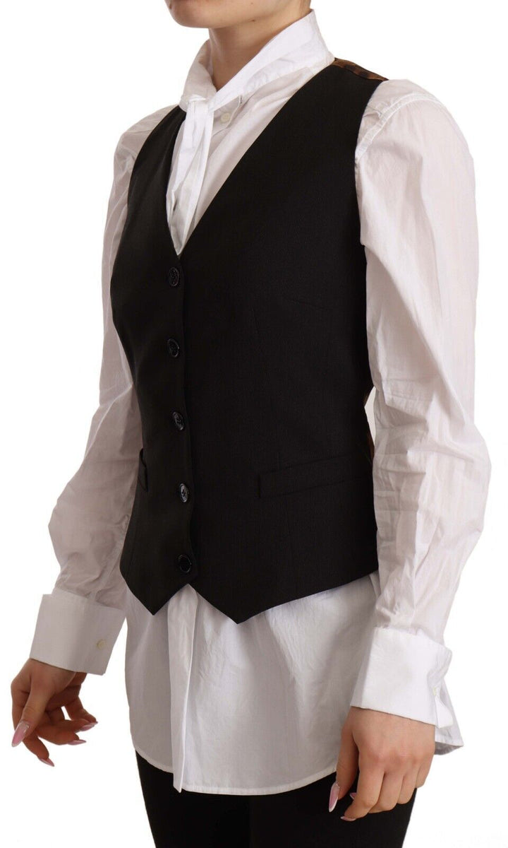 Dolce &amp; Gabbana Sample Sale Dolce &amp; Gabbana Black Button Down Sleeveless Vest Polyester Top - | Designer outlet