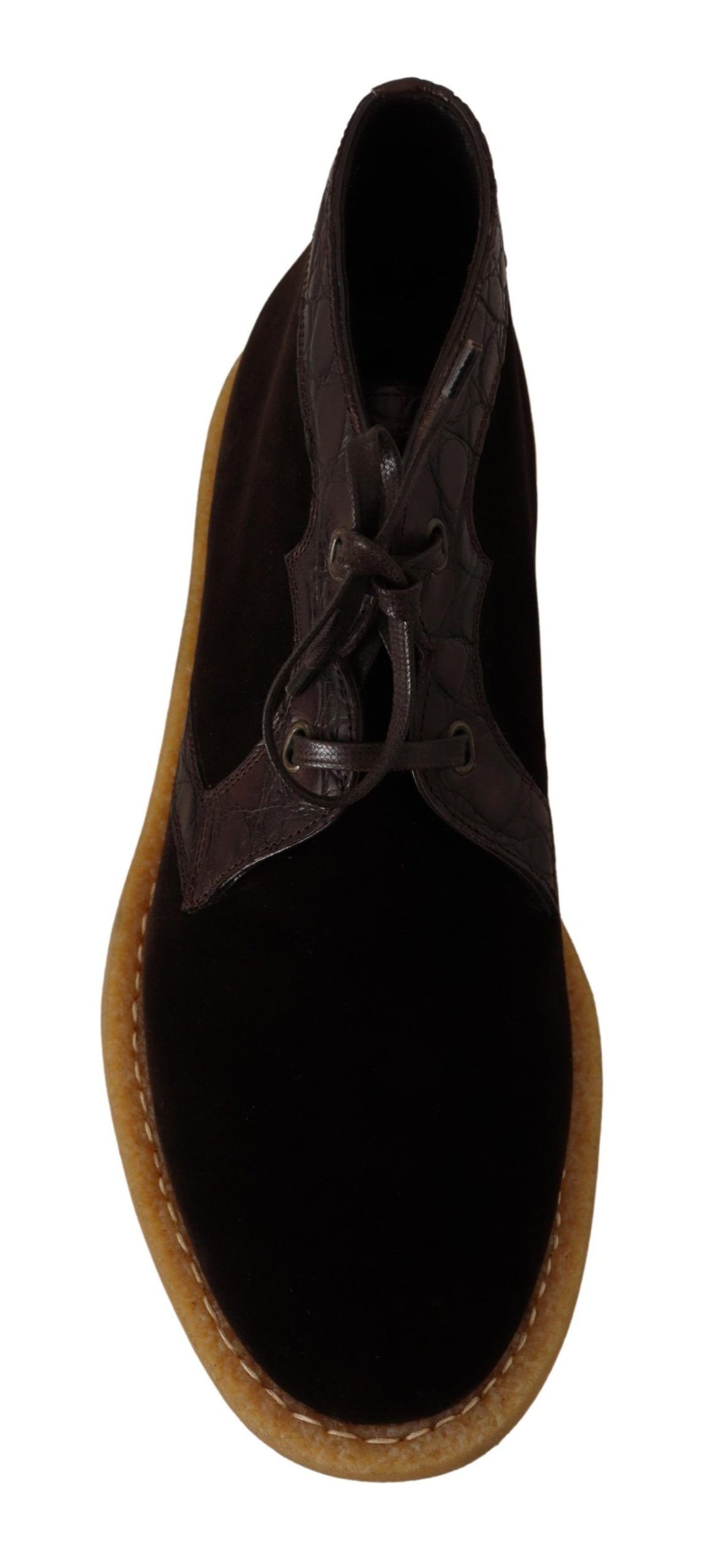 Dolce &amp; Gabbana Sample Sale Dolce &amp; Gabbana Brown Velvet Exotic Leather Boots - | Designer outlet