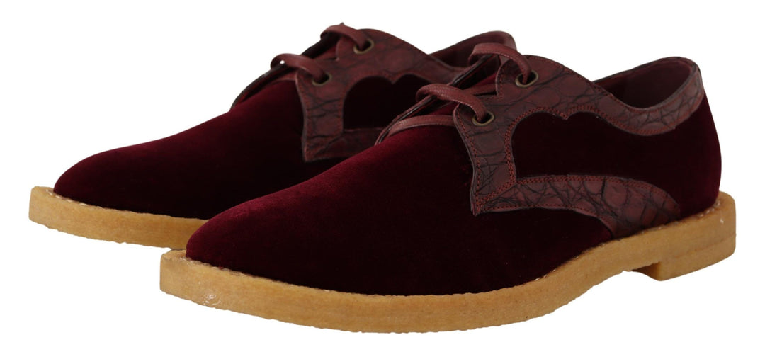 Dolce &amp; Gabbana Sample Sale Dolce &amp; Gabbana Bordeaux Velvet Exotic Leather Shoes - | Designer outlet