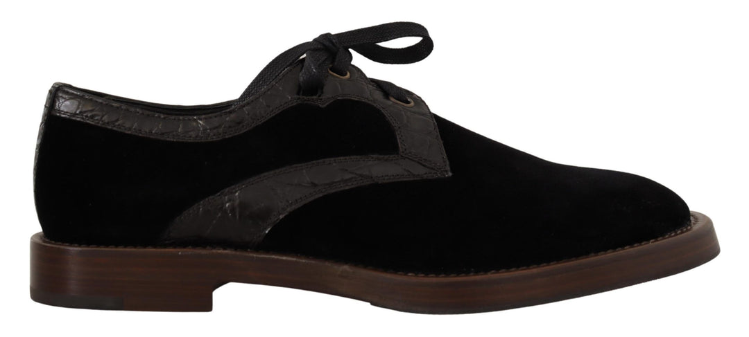 Dolce & Gabbana Black Velvet Exotic Leather Shoes by Dolce & Gabbana outlet now on sale