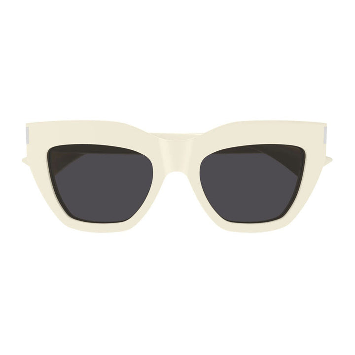 Saint Laurent Sunglasses Square Full Rim, Shiny Ivory Frame and Black Lens SL759004
