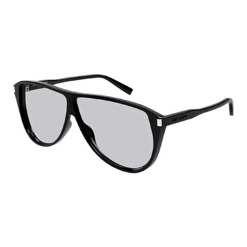 Saint Laurent Sunglasses Aviator Full Rim, Black Frame And Light Blue Lens