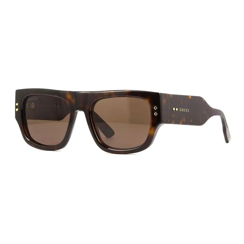 Gucci Sunglasses Square Full Rim, Dark Havana Frame And Brown Lens Gg1262S002