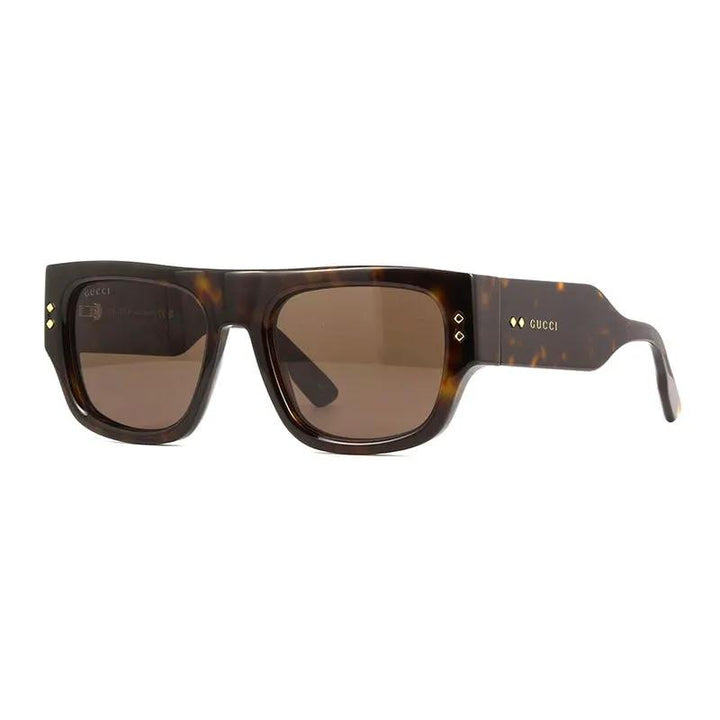 Gucci Sunglasses Square Full Rim, Dark Havana Frame And Brown Lens Gg1262S002