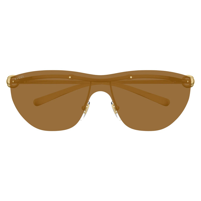 Gucci Sunglasses Shield Rimless, Endura Gold Frame and Brown Lens GG1700S004