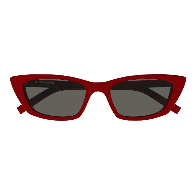 Saint Laurent Sunglasses Cat Eye Full Rim, Red Frame and Grey Lens SL277012