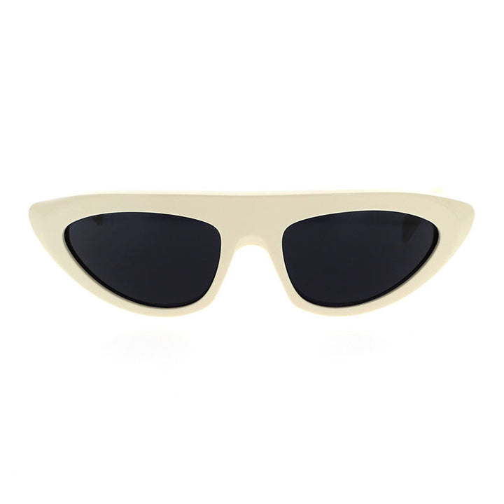 Celine Geometric Full Rim, with a Shiny Ivory frame and Smoke lens.