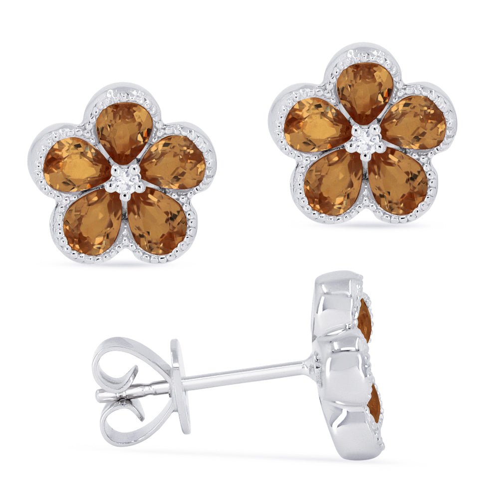 Earrings - 1.76ct Citrine Stud Earrings in 14K White Gold - E1518CTW - Ask Me Wear