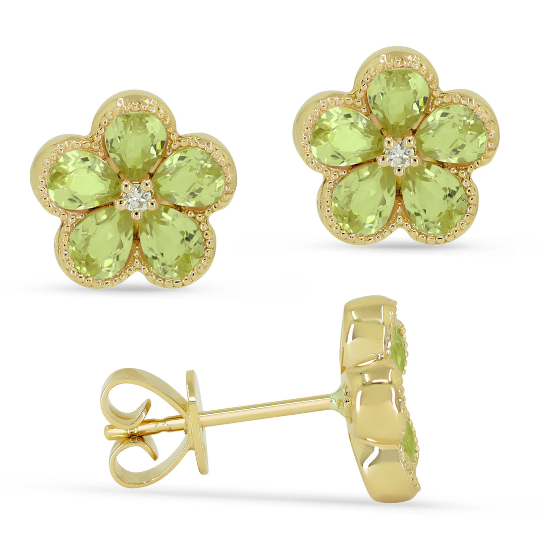 Earrings - 1.76ct Peridot Stud Earrings in 14K Yellow Gold - E1518PRY - Ask Me Wear