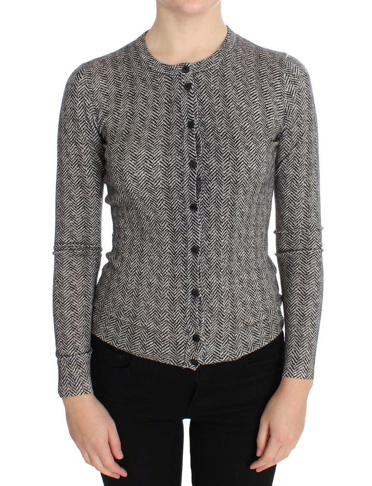 Dolce &amp; Gabbana Sample Sale Dolce &amp; Gabbana Black White Wool Top Cardigan Sweater - | Designer outlet