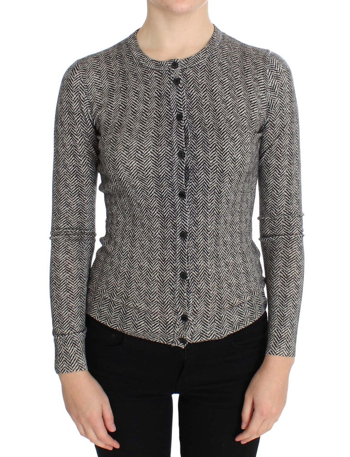 Dolce &amp; Gabbana Sample Sale Dolce &amp; Gabbana Black White Wool Top Cardigan Sweater - | Designer outlet