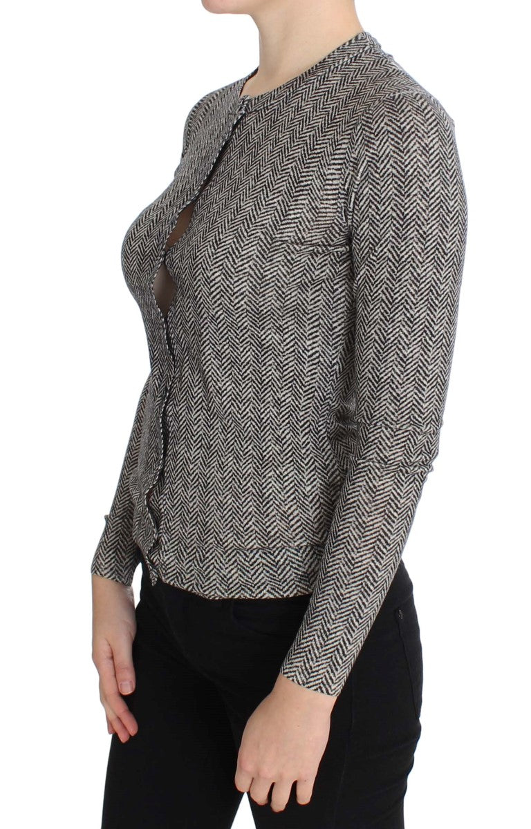 Dolce &amp; Gabbana Sample Sale Dolce &amp; Gabbana Black White Wool Top Cardigan Sweater - | Designer outlet
