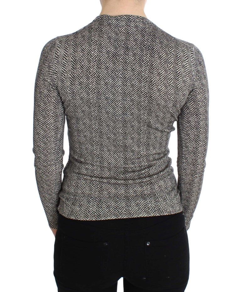 Dolce &amp; Gabbana Sample Sale Dolce &amp; Gabbana Black White Wool Top Cardigan Sweater - | Designer outlet