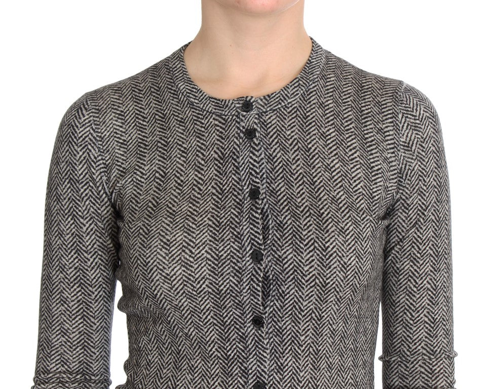 Dolce &amp; Gabbana Sample Sale Dolce &amp; Gabbana Black White Wool Top Cardigan Sweater - | Designer outlet