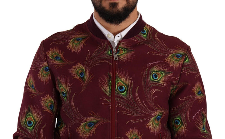 Dolce & Gabbana - Dolce & Gabbana Radiant Red Peacock Print Bomber Jacket - JKT3247 - 48 - Ask Me Wear