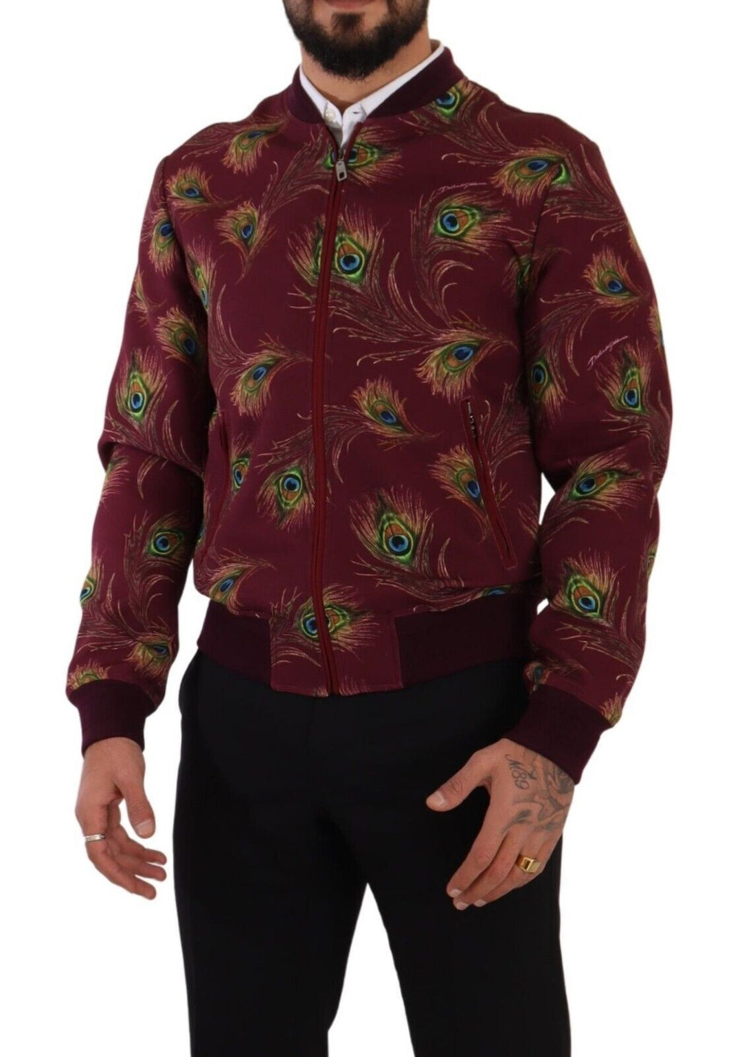 Dolce & Gabbana - Dolce & Gabbana Radiant Red Peacock Print Bomber Jacket - JKT3247 - 48 - Ask Me Wear