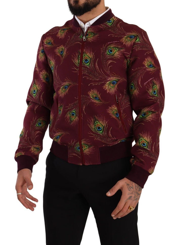 Dolce & Gabbana - Dolce & Gabbana Radiant Red Peacock Print Bomber Jacket - JKT3247 - 48 - Ask Me Wear