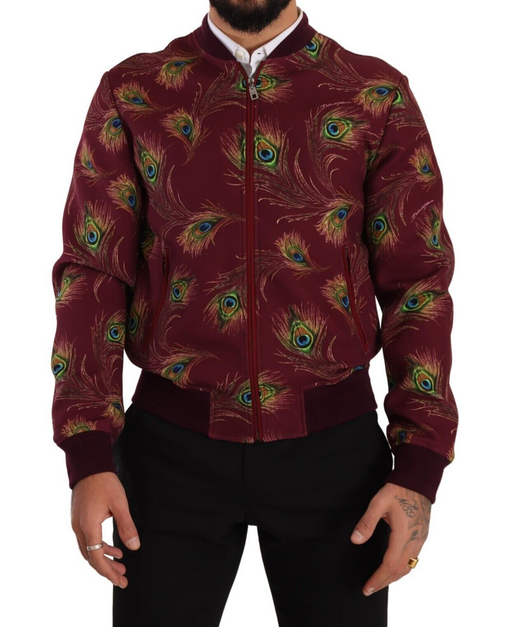 Dolce & Gabbana - Dolce & Gabbana Radiant Red Peacock Print Bomber Jacket - JKT3247 - 48 - Ask Me Wear