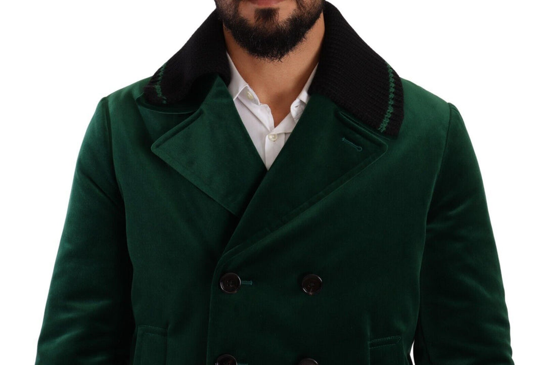 Dolce & Gabbana - Dolce & Gabbana Elegant Velvet Double Breasted Overcoat - JKT3250 - 48 - Ask Me Wear