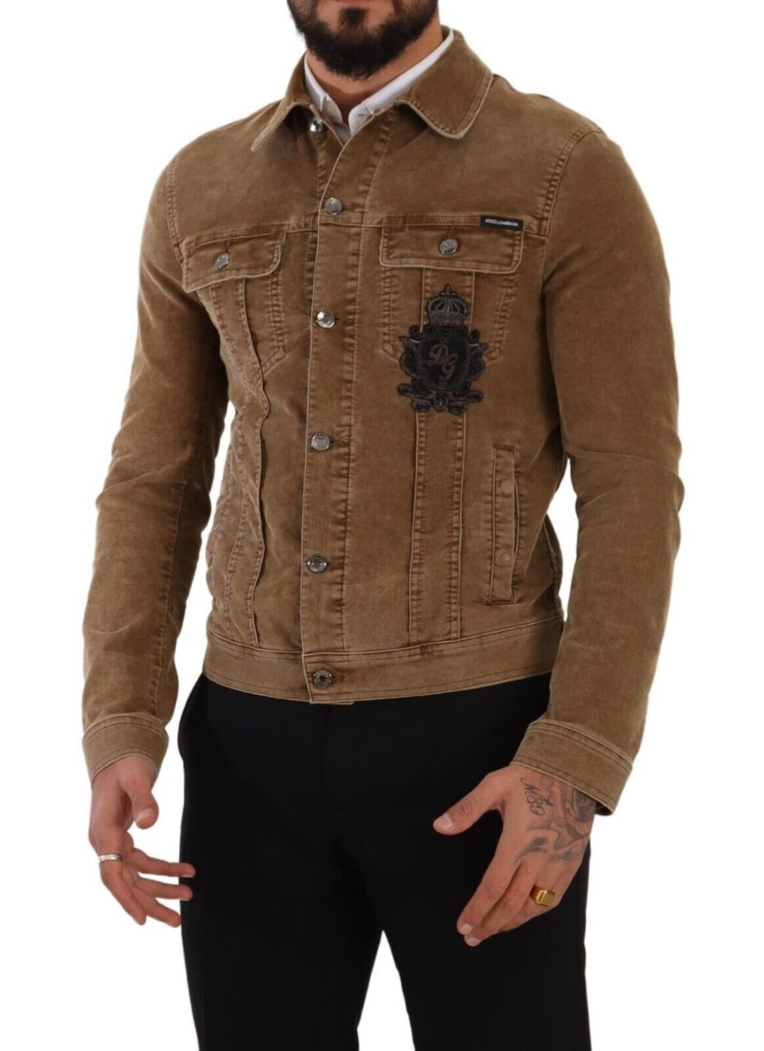 Dolce & Gabbana - Dolce & Gabbana Elegant Corduroy Logo Jacket - JKT3240 - 48 - Ask Me Wear